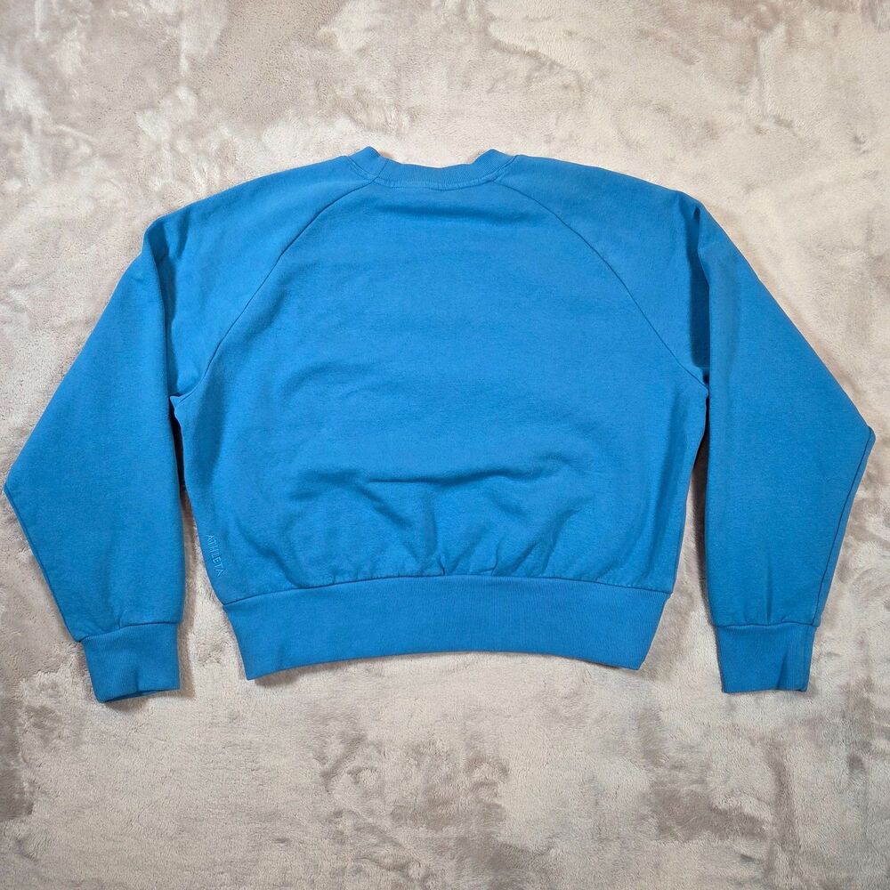 Athleta Forever Fleece Relaxed Crew Sweatshirt Blue Small Raglan Pullover - Picture 2 of 9